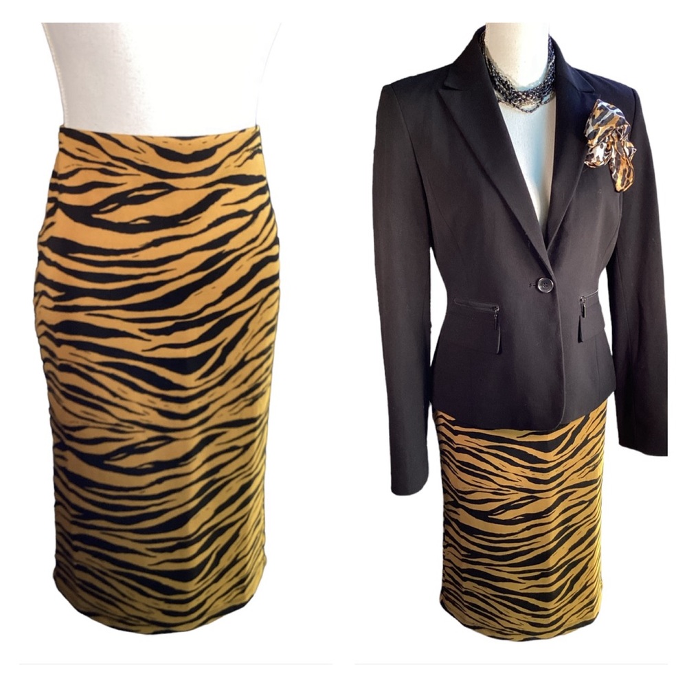 Stretchy Tiger Print Pencil Skirt. B29